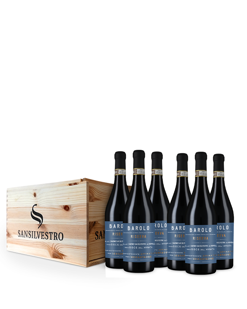 6 Flaschen Barolo Riserva in der Holzkiste 2016