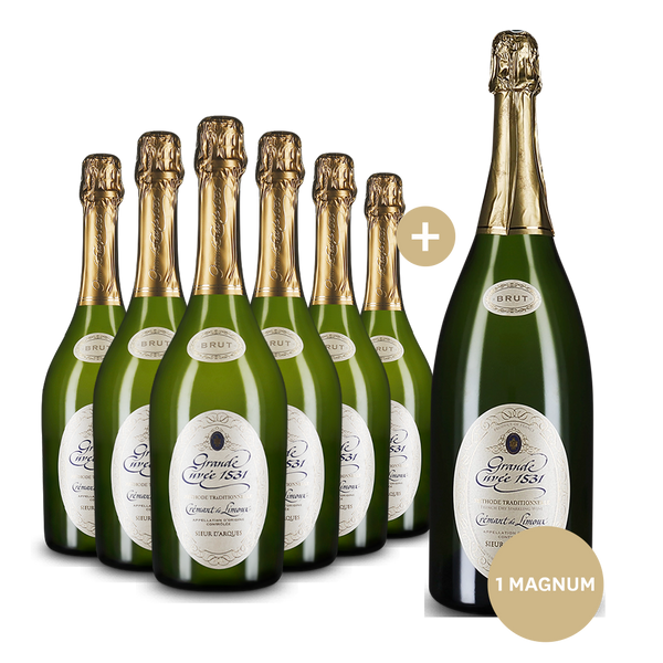 6 Flaschen Sieur d'Arques Grande Cuvée 1531 de Aimery Crémant de Limoux Brut + Gratis Magnum