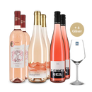 Rosé deluxe: 6 Flaschen + 6 Gläser im Set