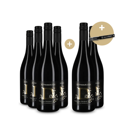 4+2 Flaschen AppassAussi Double Run Shiraz 2021 + Kellnermesser