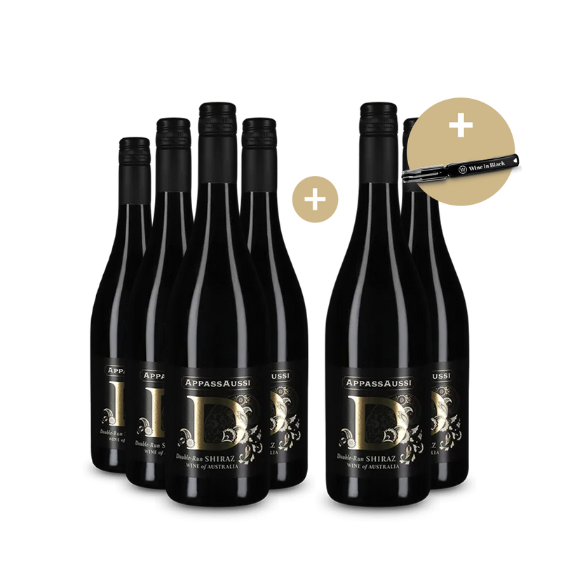 4+2 Flaschen AppassAussi Double Run Shiraz 2021 + Kellnermesser
