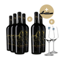 4+2 Flaschen Cabernet Sauvignon North Coast 2022, 2 Weingläser & Kellnermesser